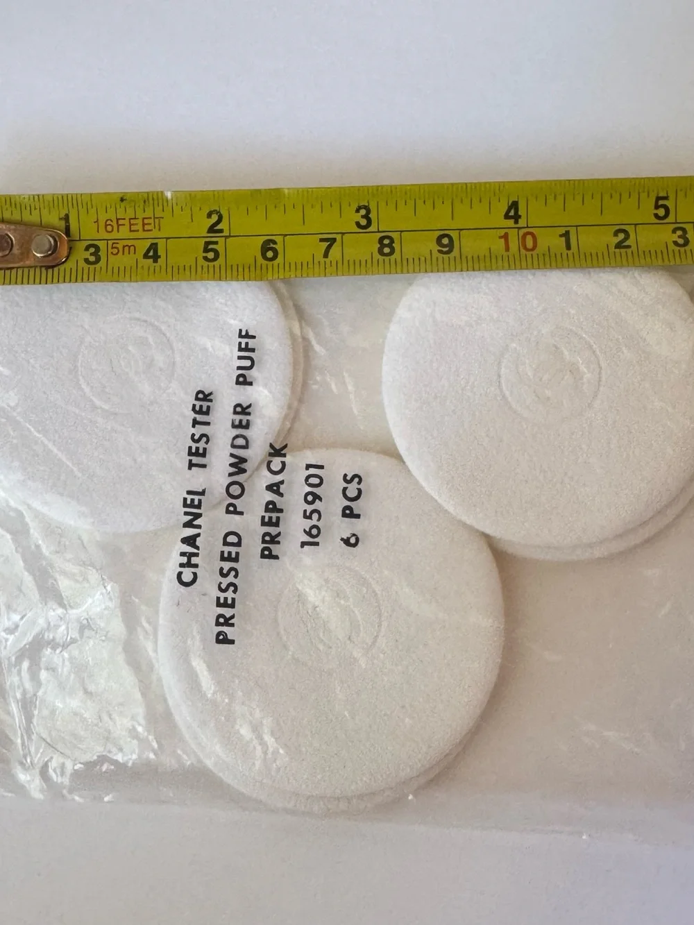 CHANEL White Round Pressed Powder Puffs Pack of 6